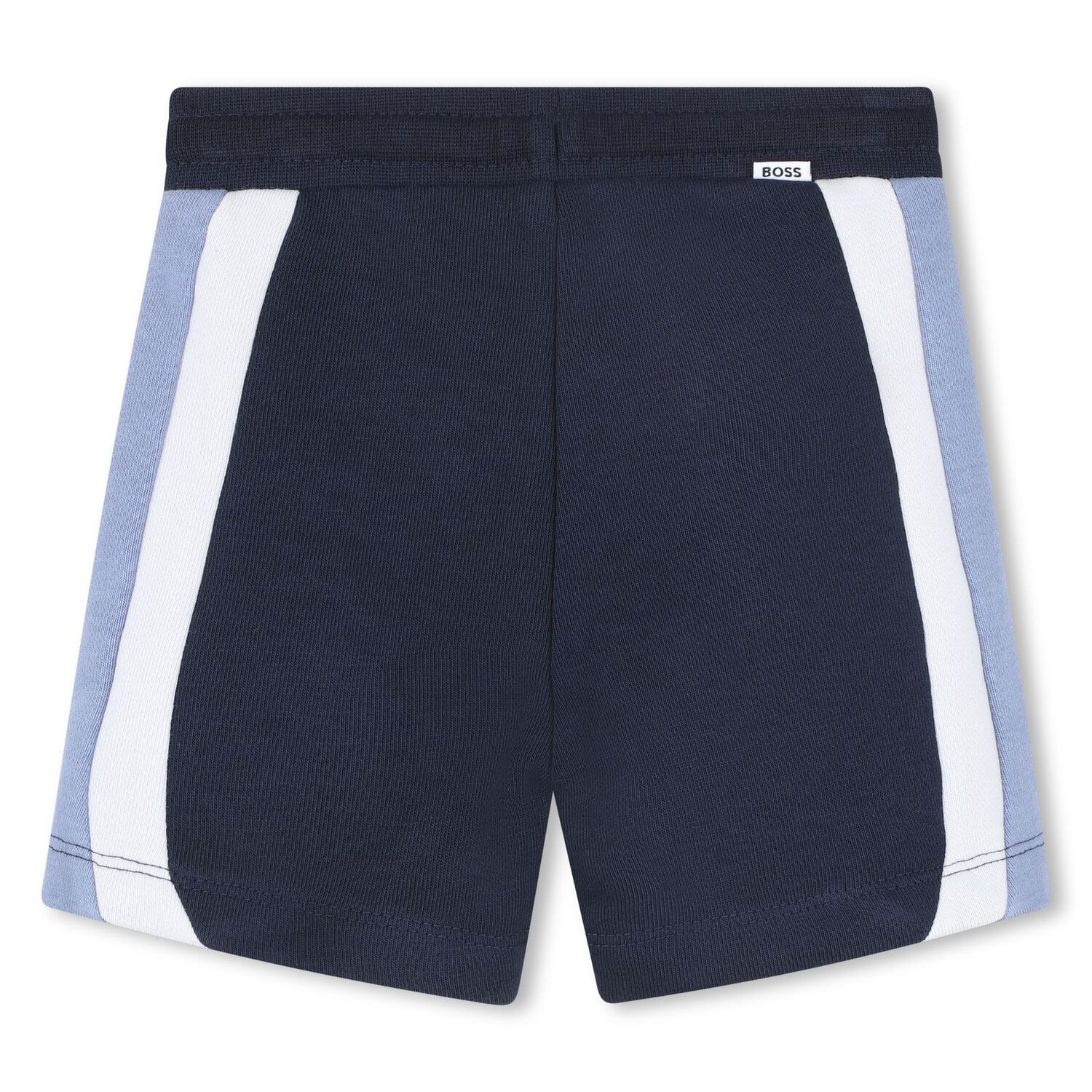 Younger Boys Navy Blue Striped Shorts, 1, hi-res