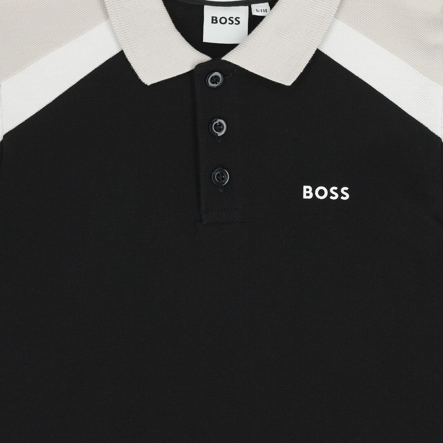 Boys Black Logo Polo Shirt, 2, hi-res