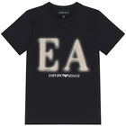 Boys Navy Blue Logo T-Shirt, 1, hi-res