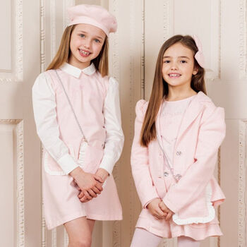 Girls Ivory & Pink Logo Crossbody Bag