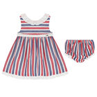 Baby Girls Red & Navy Striped Dress Set, 1, hi-res