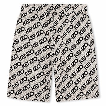 Boys Ivory & Black Logo Shorts