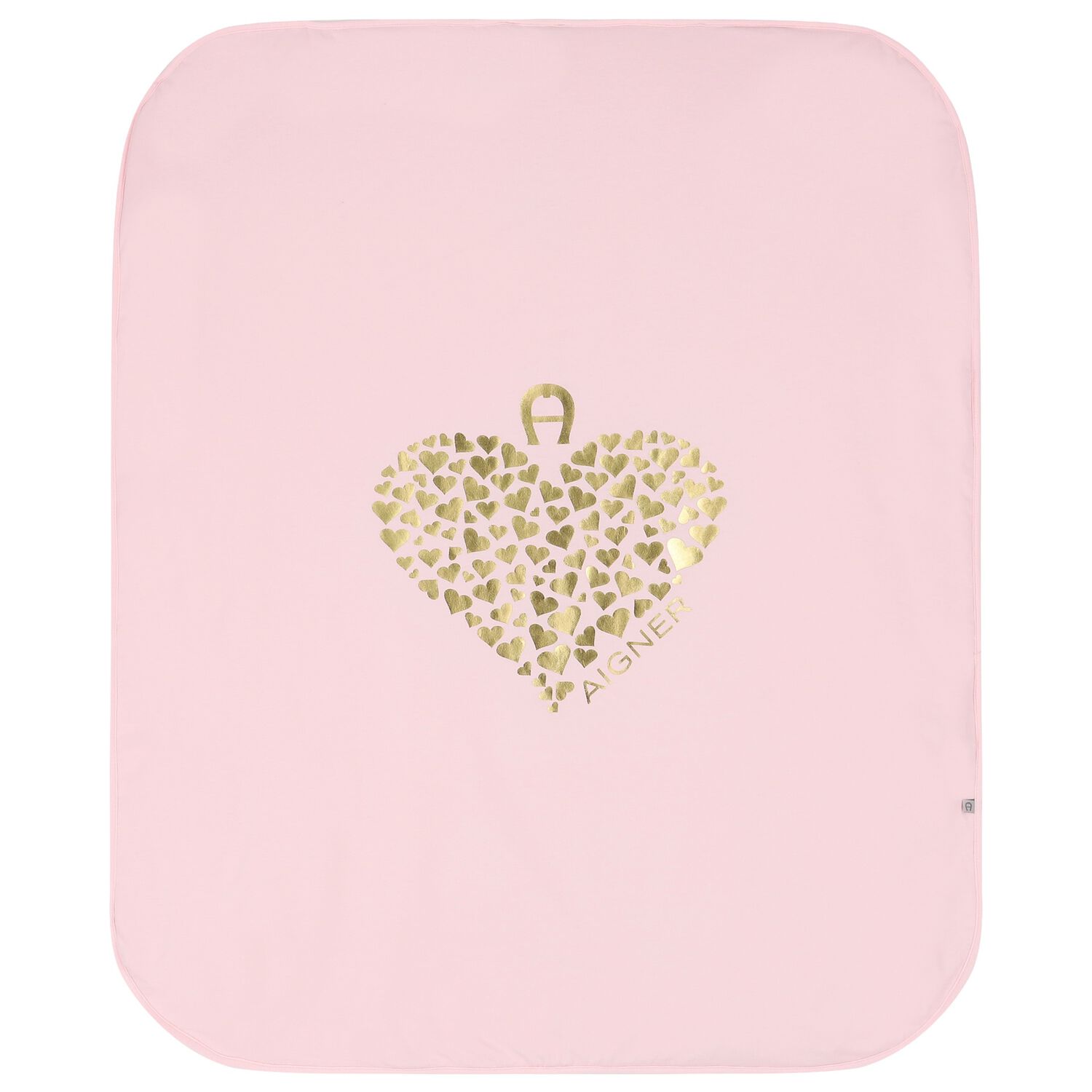 Baby Girls Pink & Gold Heart Logo Blanket, 2, hi-res