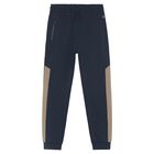 Boys Navy Blue & Beige Joggers, 3, hi-res