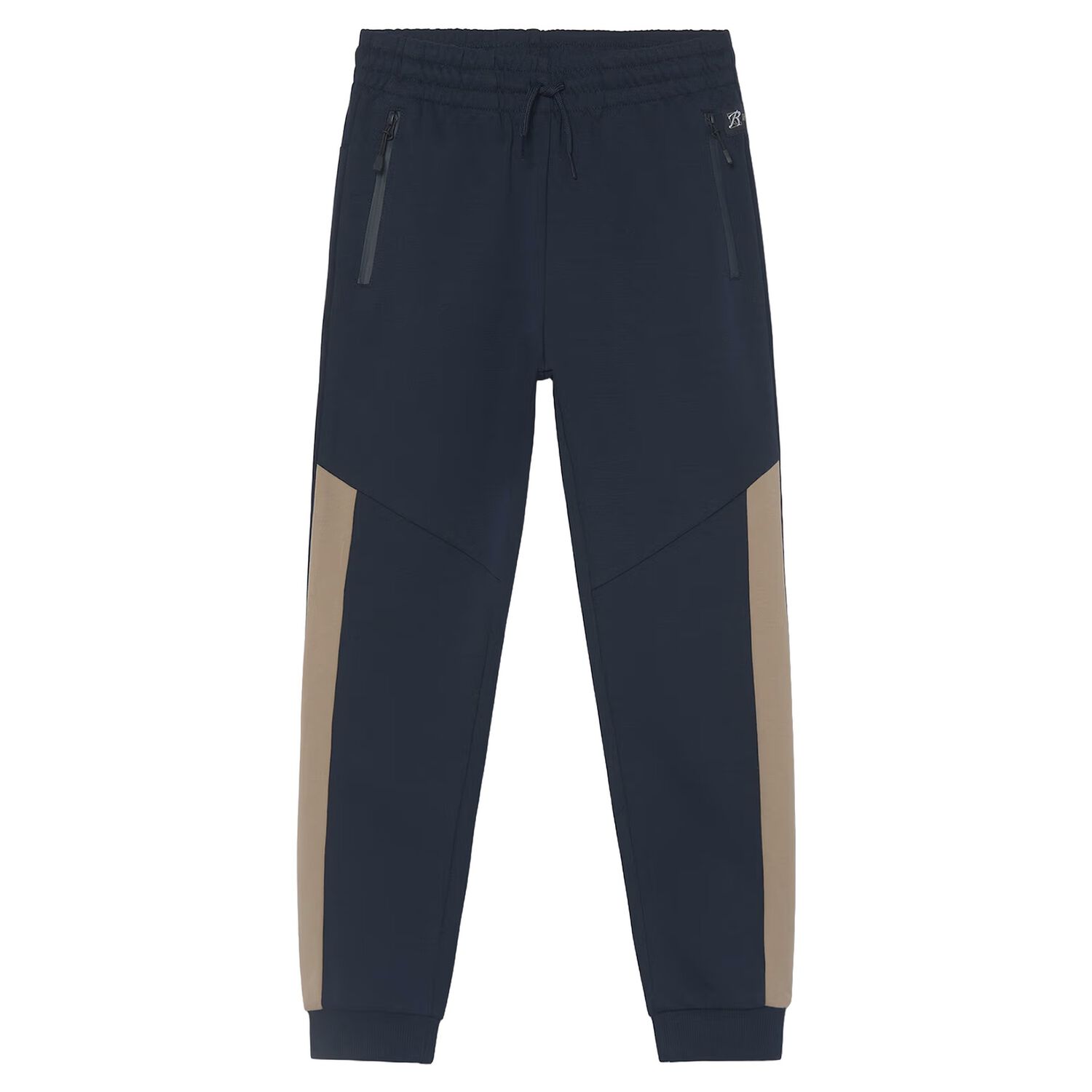 Boys Navy Blue & Beige Joggers, 3, hi-res