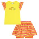 Girls Yellow & Orange Zigzag Skort Set, 1, hi-res