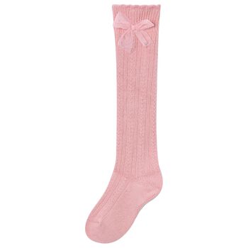 Girls Pink Knit Knee High Socks