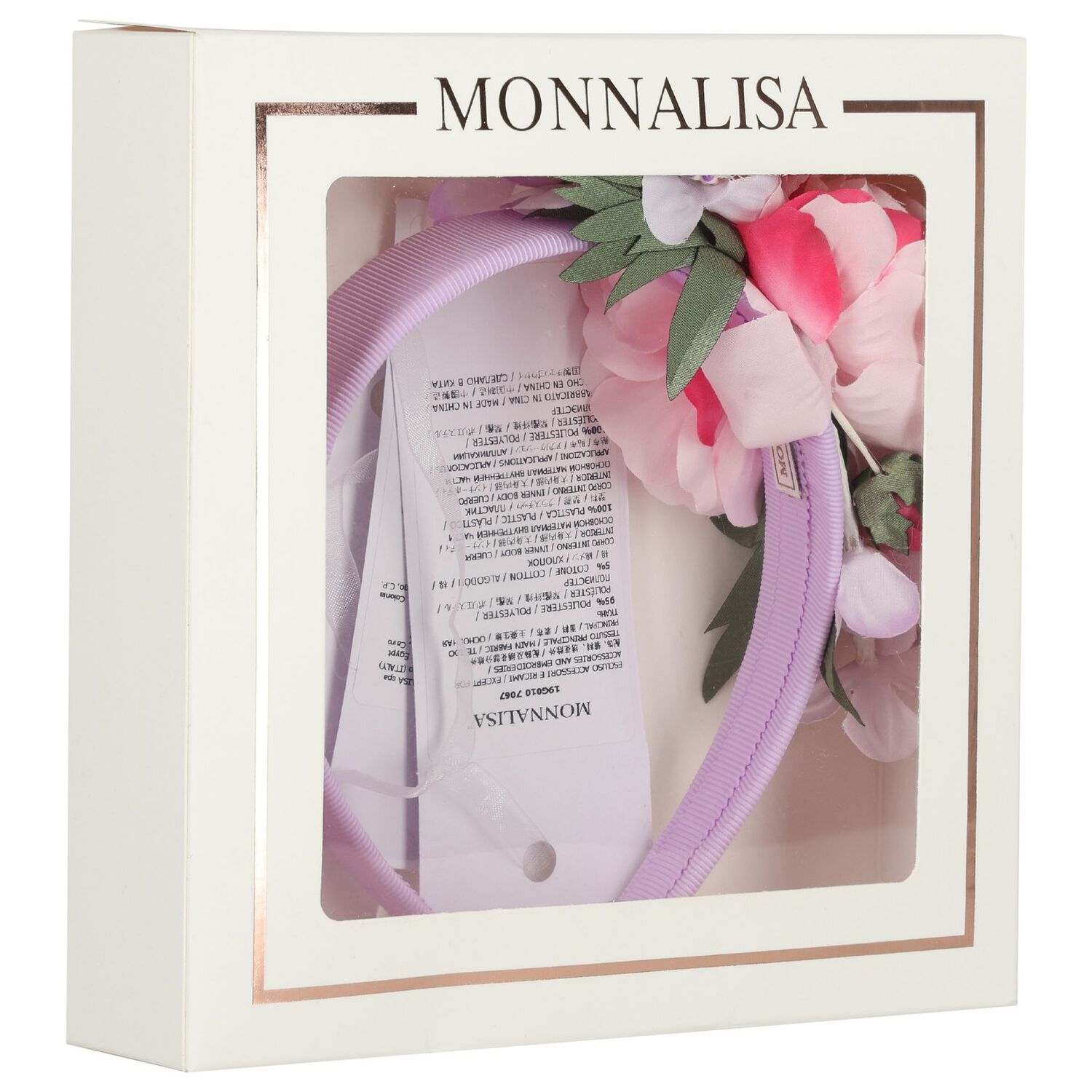 Girls Pink & Lilac Floral Headband, 1, hi-res