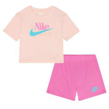 Girls Pink Logo Shorts Set
