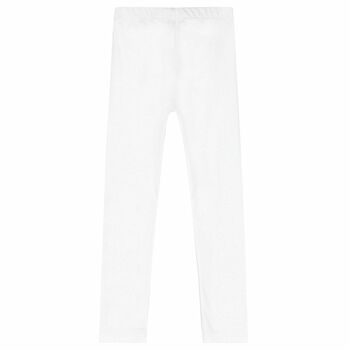 Girls White Logo Leggings