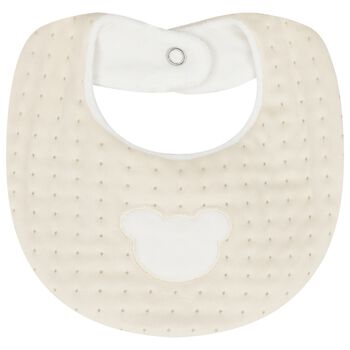 Ivory & Beige Teddy Bear Baby Bib