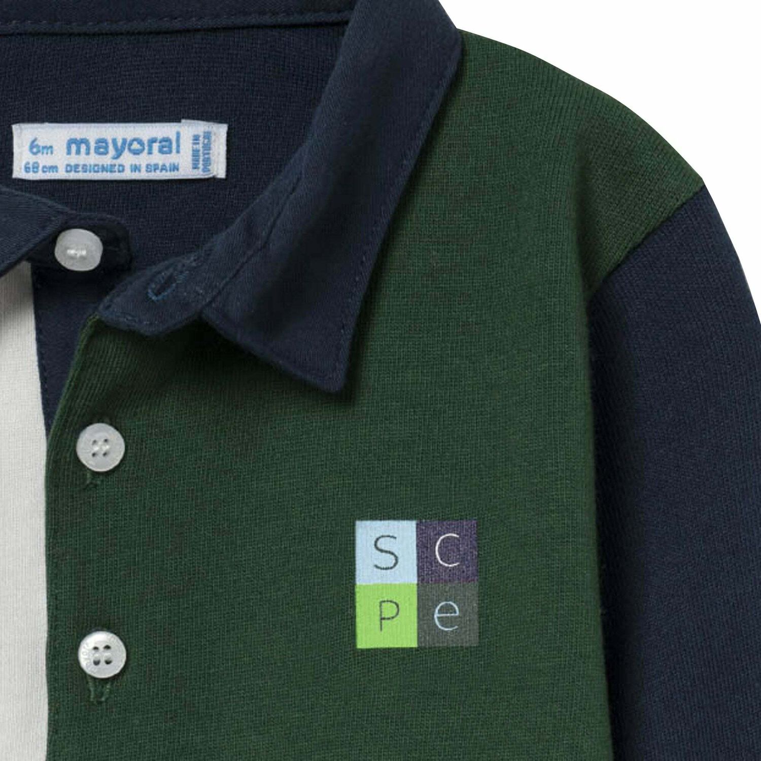 Younger Boys White & Green Polo Shirt, 1, hi-res image number null