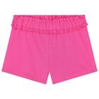 Younger Girls White & Pink Shorts Set, 1, hi-res