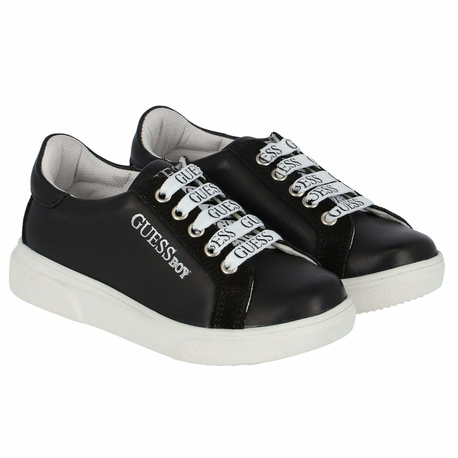 Boys Black Logo Trainers, 1, hi-res