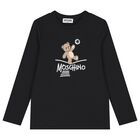 Black Teddy Bear Logo Long Sleeve Top, 2, hi-res