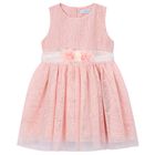 Girls Pink Embroidered Tulle Dress, 2, hi-res