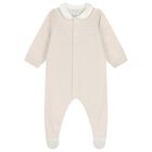 Beige Embroidered Teddy Bear Babygrow, 1, hi-res