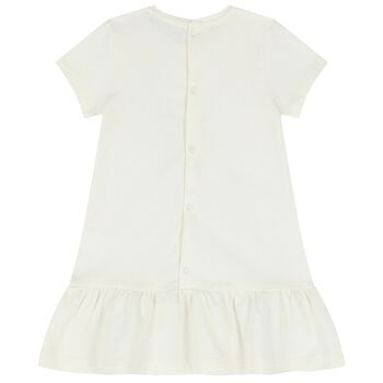 Younger Girls Ivory Logo Heart Dress