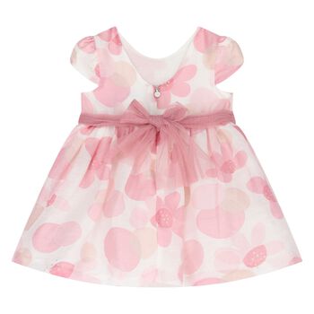 Baby Girls Ivory & Pink Floral Organza Dress