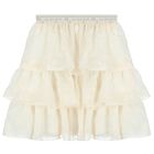 Girls Ivory Floral Organza Skirt, 1, hi-res