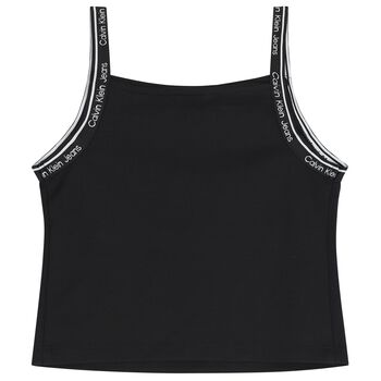 Girls Black Logo Sleeveless Top