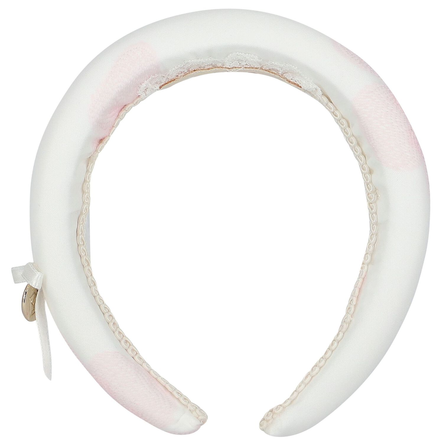 Girls Pink & White Jacquard Headband, 1, hi-res