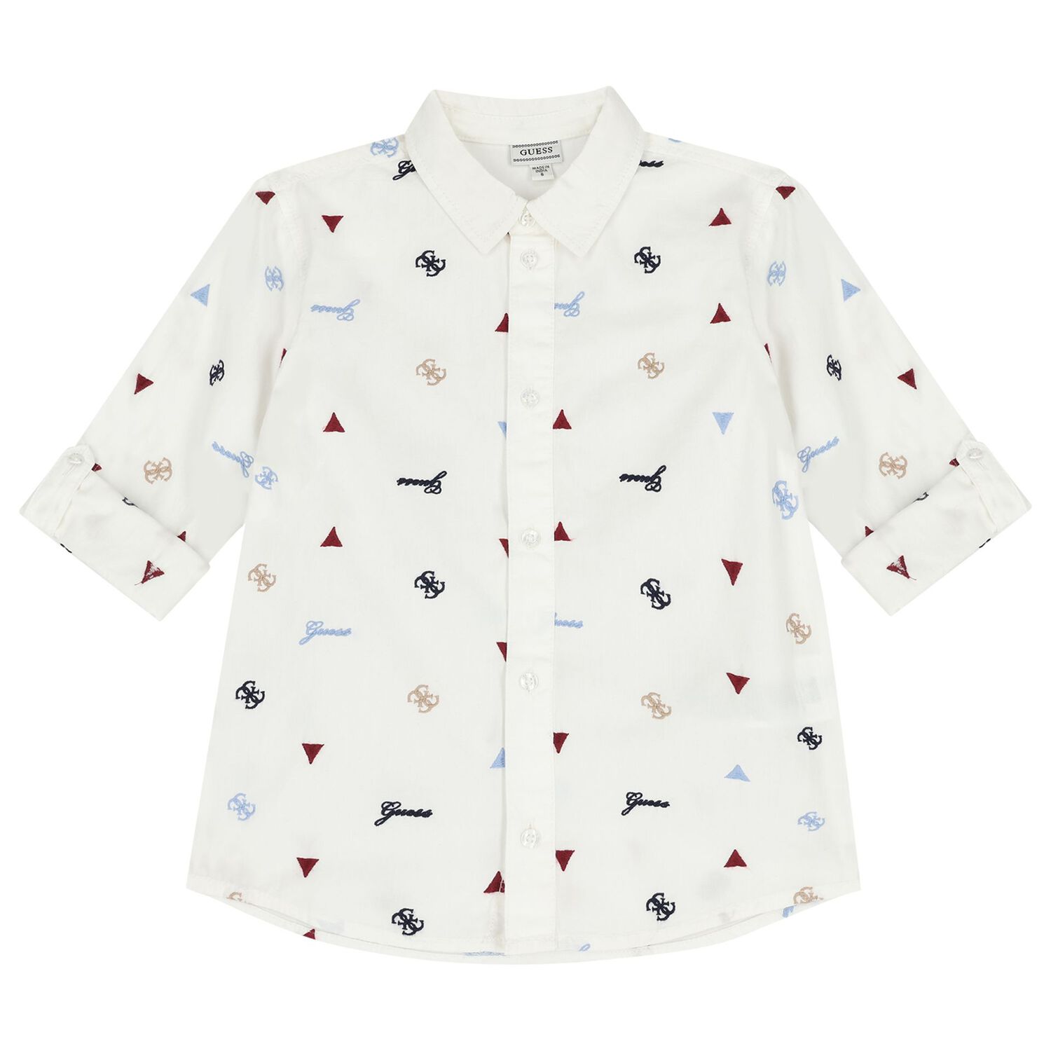 Boys White Logo Shirt, 1, hi-res