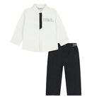 Younger Boys White & Black Denim Trousers Set, 1, hi-res