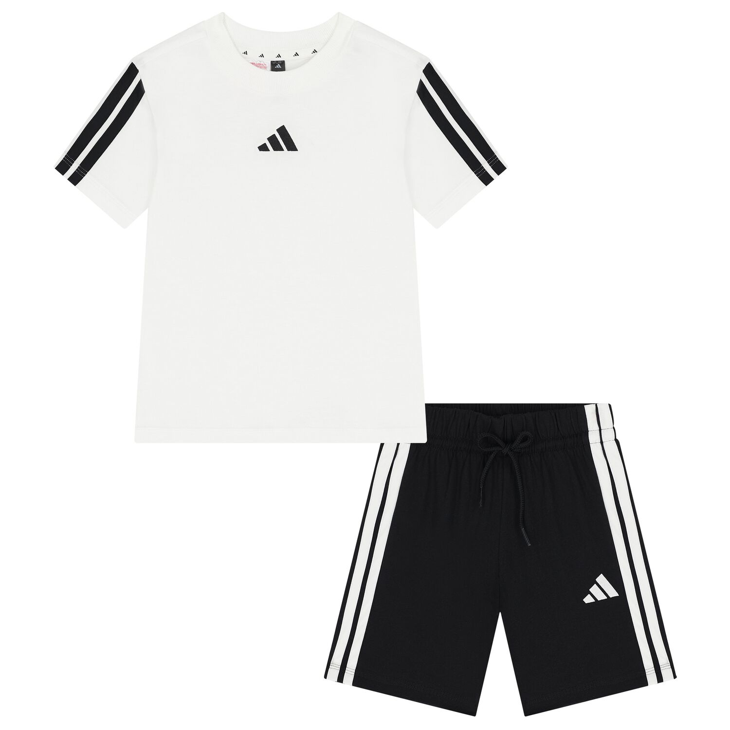 White & Black Logo Shorts Set, 1, hi-res