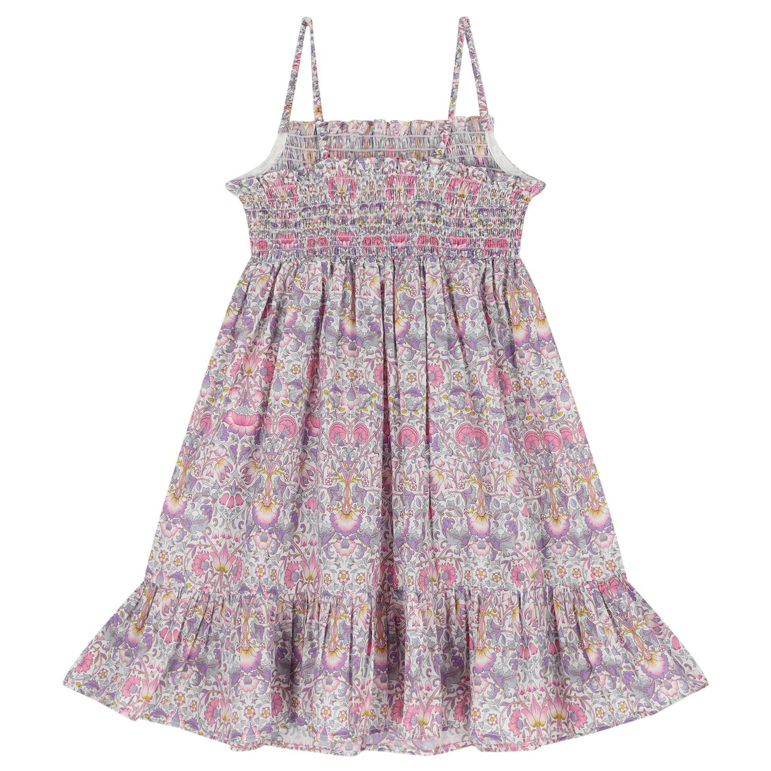 Girls Purple & Pink Floral Smocked Dress, 1, hi-res