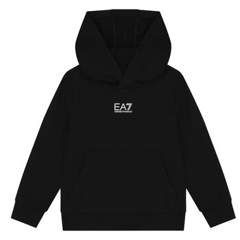 Boys Black Logo Hooded Top