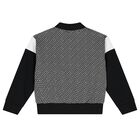  توب بنات هودي بسحاب بالشعار باللون الأسود و الأبيض, 1, hi-res