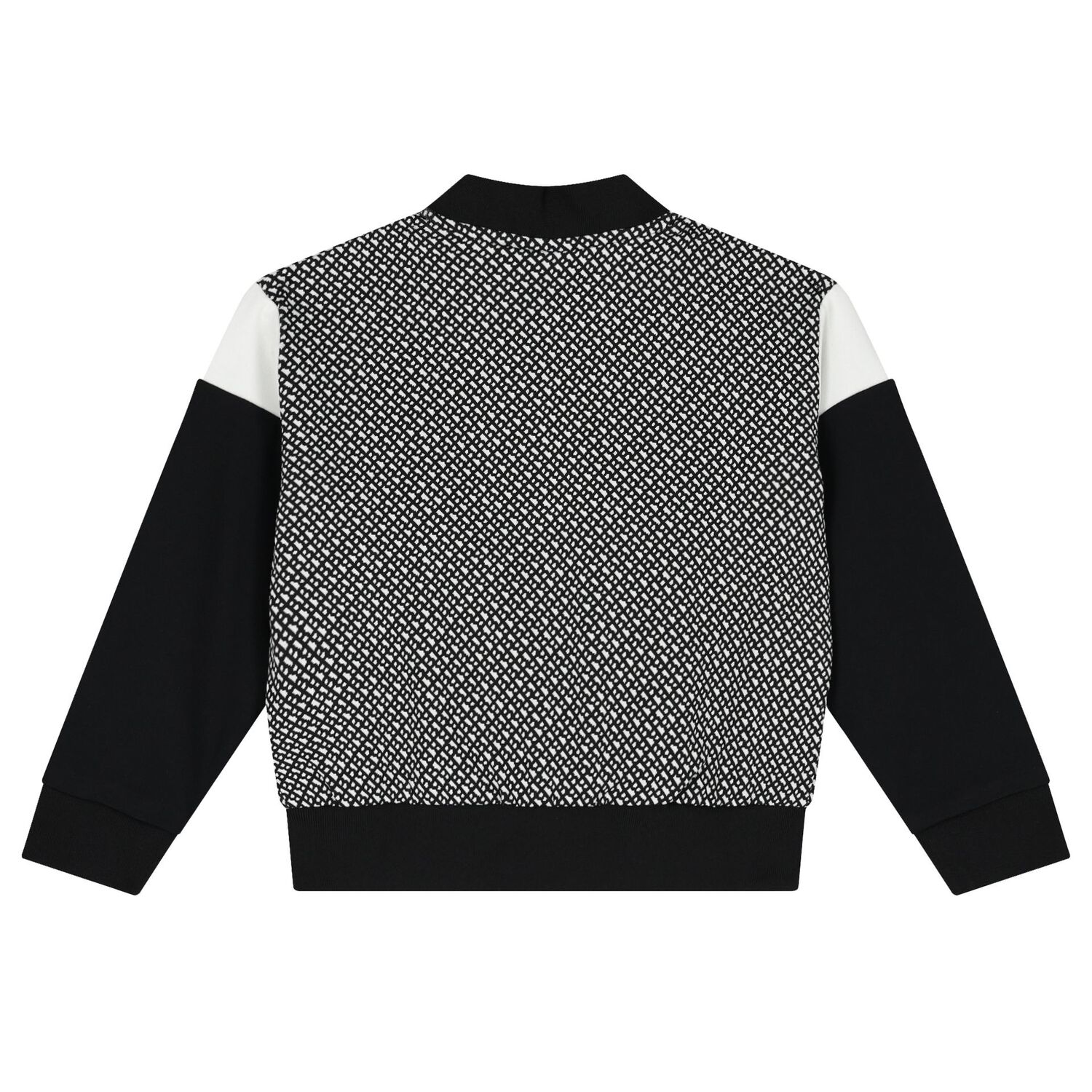  توب بنات هودي بسحاب بالشعار باللون الأسود و الأبيض, 1, hi-res