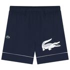 Boys Navy Blue Logo Shorts, 1, hi-res