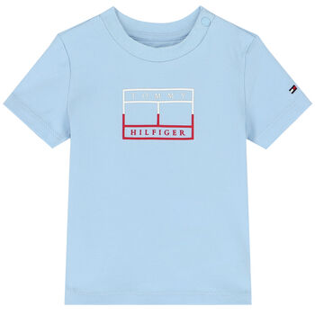 Baby Boys Blue Logo Cotton T-Shirt