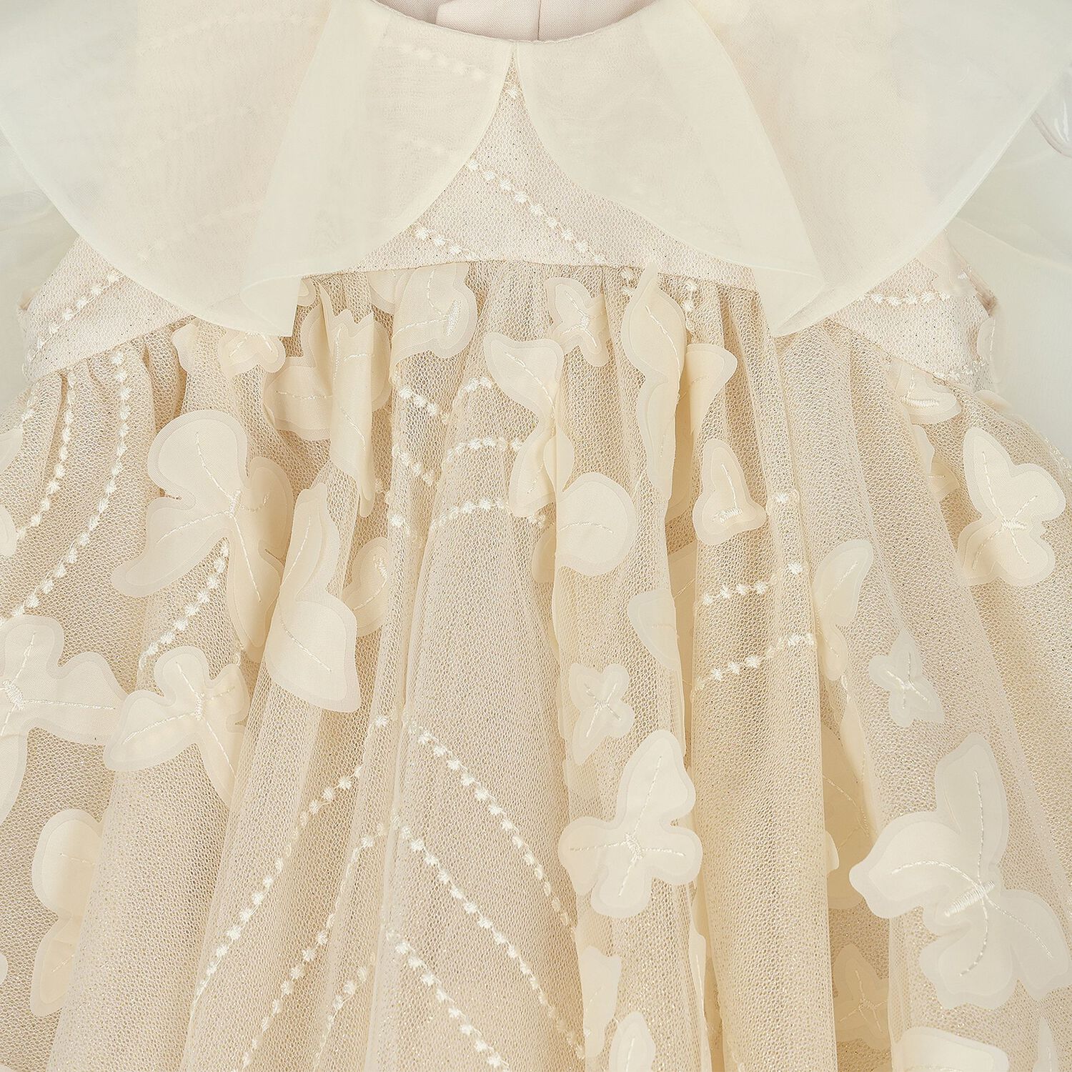 Younger Girls Ivory Butterfly Tulle Dress, 1, hi-res