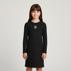 Girls Black Logo Dress, 1, hi-res