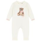 Baby Girls Ivory Teddy Bear Romper, 1, hi-res