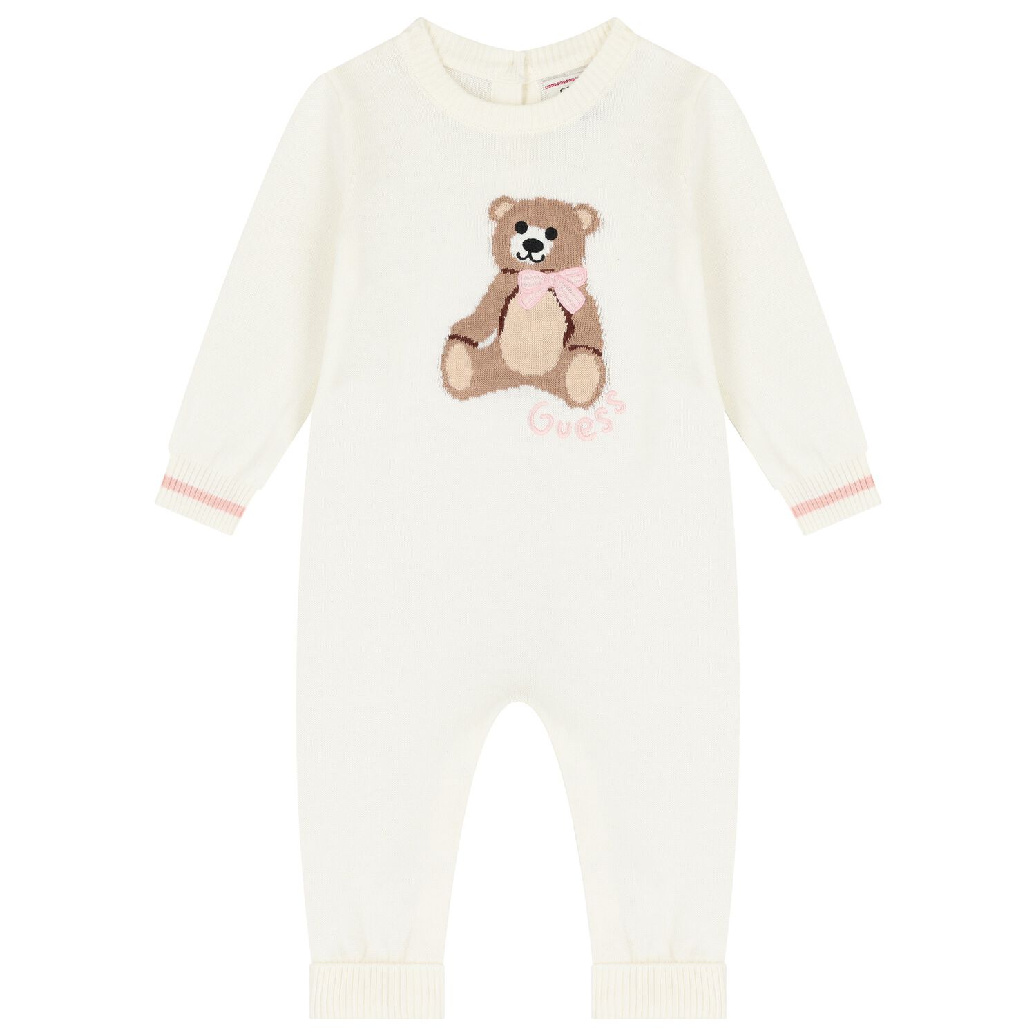 Baby Girls Ivory Teddy Bear Romper, 1, hi-res