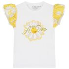 Girls White & Yellow Daisy Shorts Set, 1, hi-res