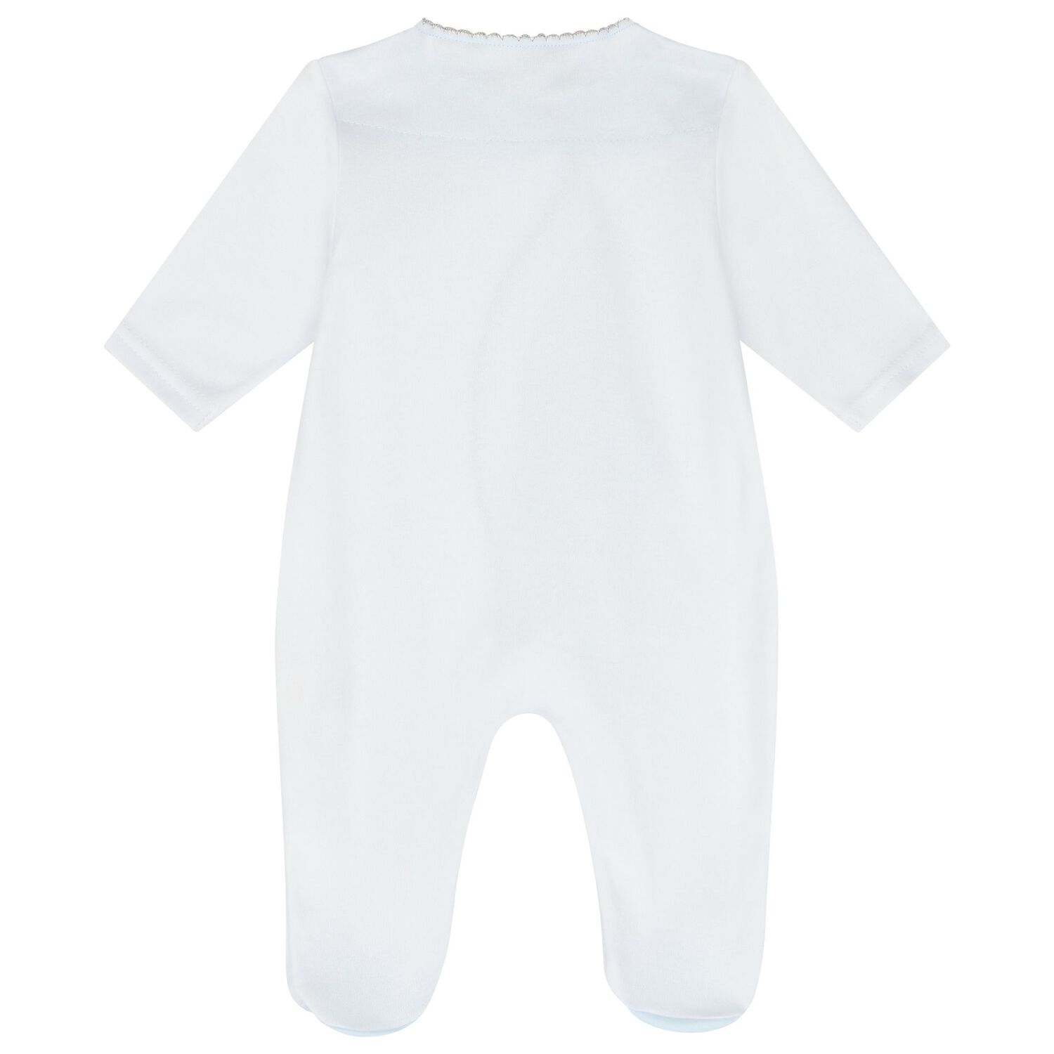 Baby Boys White & Blue Kitten Babygrow, 1, hi-res