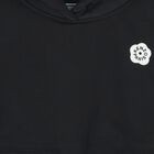 Girls Black Bokeh Flower Logo Hooded Dress, 1, hi-res