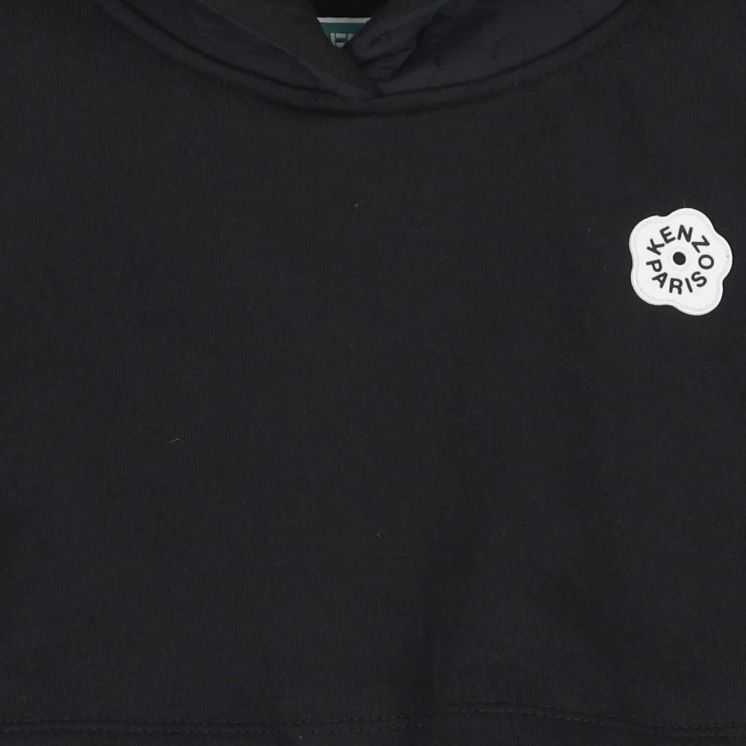 Girls Black Bokeh Flower Logo Hooded Dress, 1, hi-res