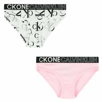 Girls White & Pink Bikini Brief (2 Pack)