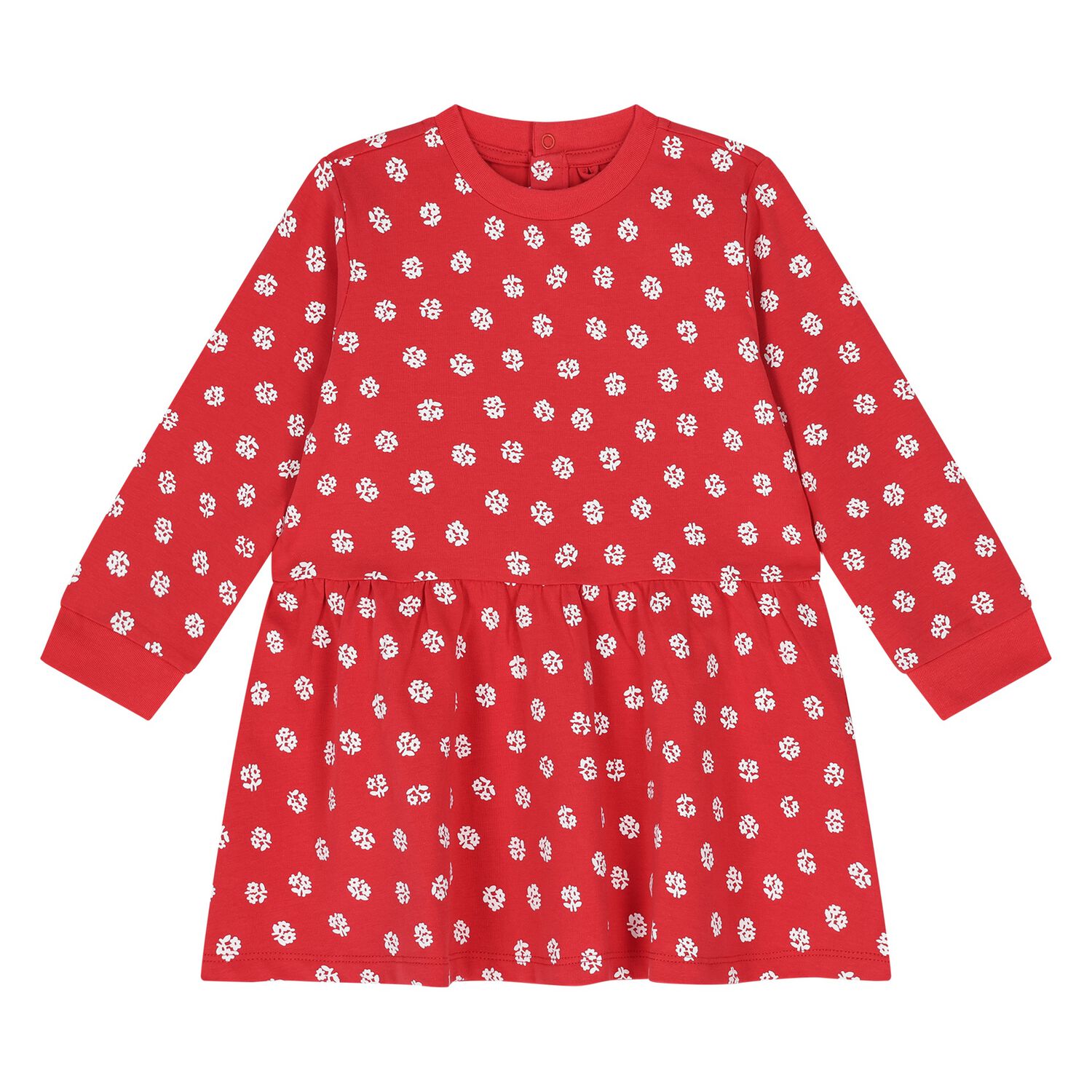 Younger Girls Red Floral Dress, 1, hi-res