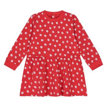 Younger Girls Red Floral Dress