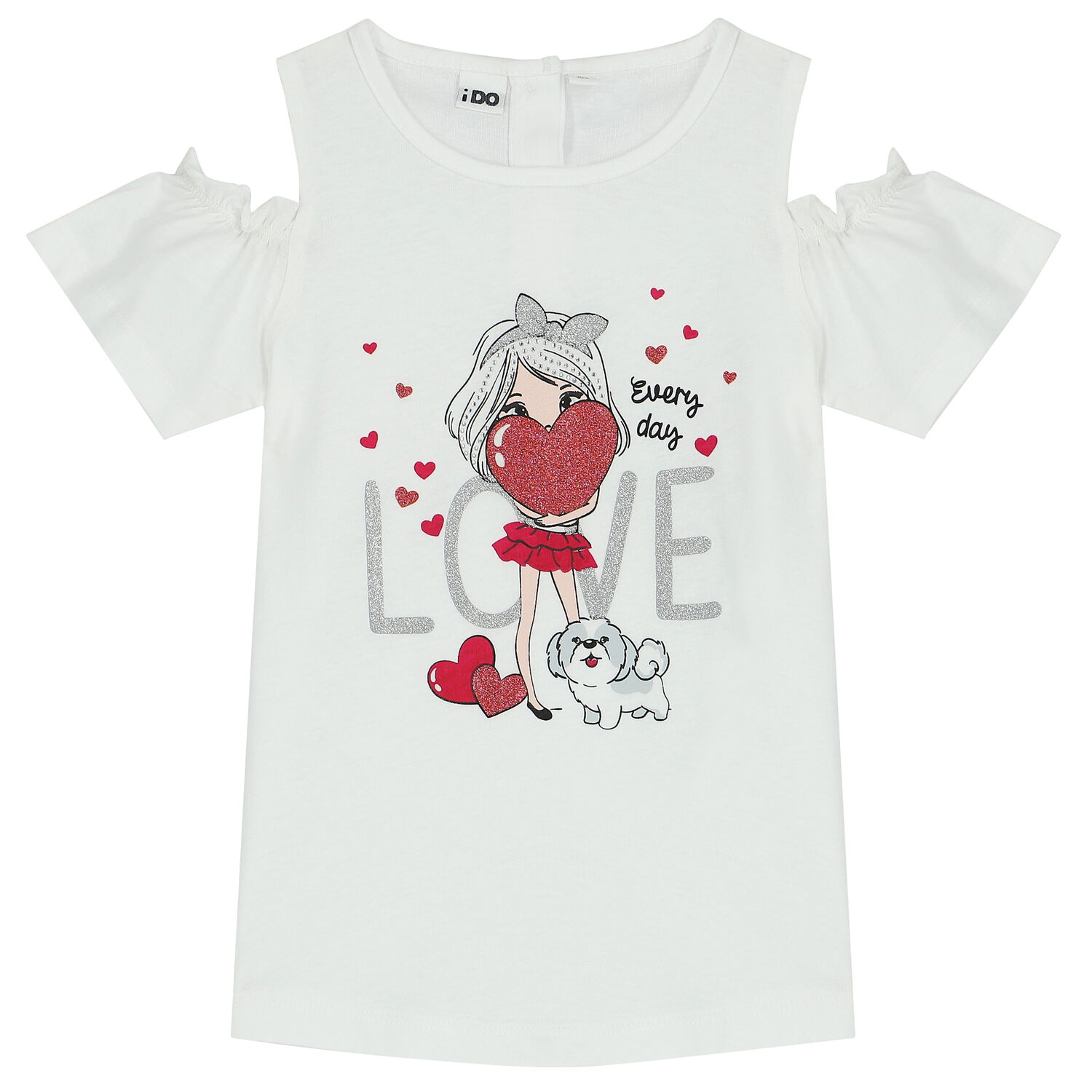 طقم بنات شورت و تيشيرت باللون الابيض و الوردي , 1, hi-res