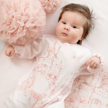 Baby Girls Pink Castle Babygrow