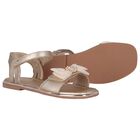 Girls Gold Leather Tulle Bow Sandal, 2, hi-res