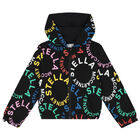 Girls Black Logo Zip Up Top, 1, hi-res